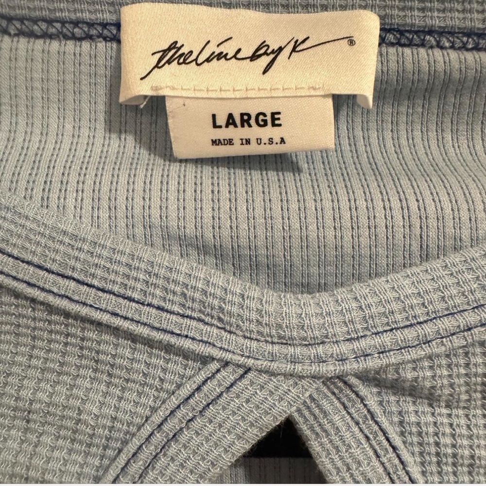 The Line by K Blue Ribbed Cutout Top M/L ||Balletcore Feminine Clean Girl NWOT - Picture 3 of 3